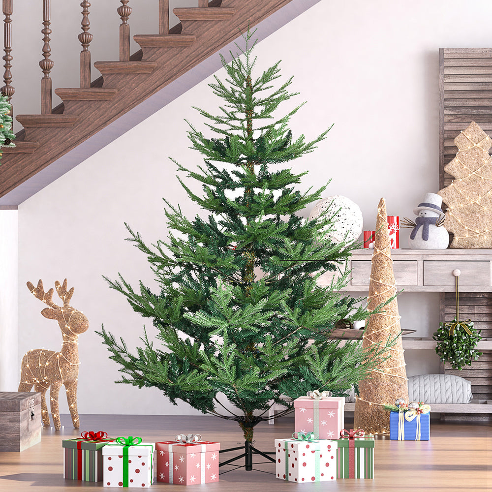 6ft Artificial Christmas Tree with Green Metal Base