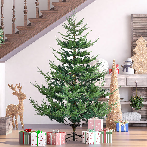 6ft Artificial Christmas Tree with Green Metal Base
