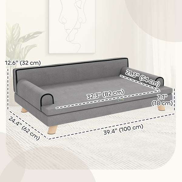 Raised Dog Bed for Medium and Large Dogs, Light Grey