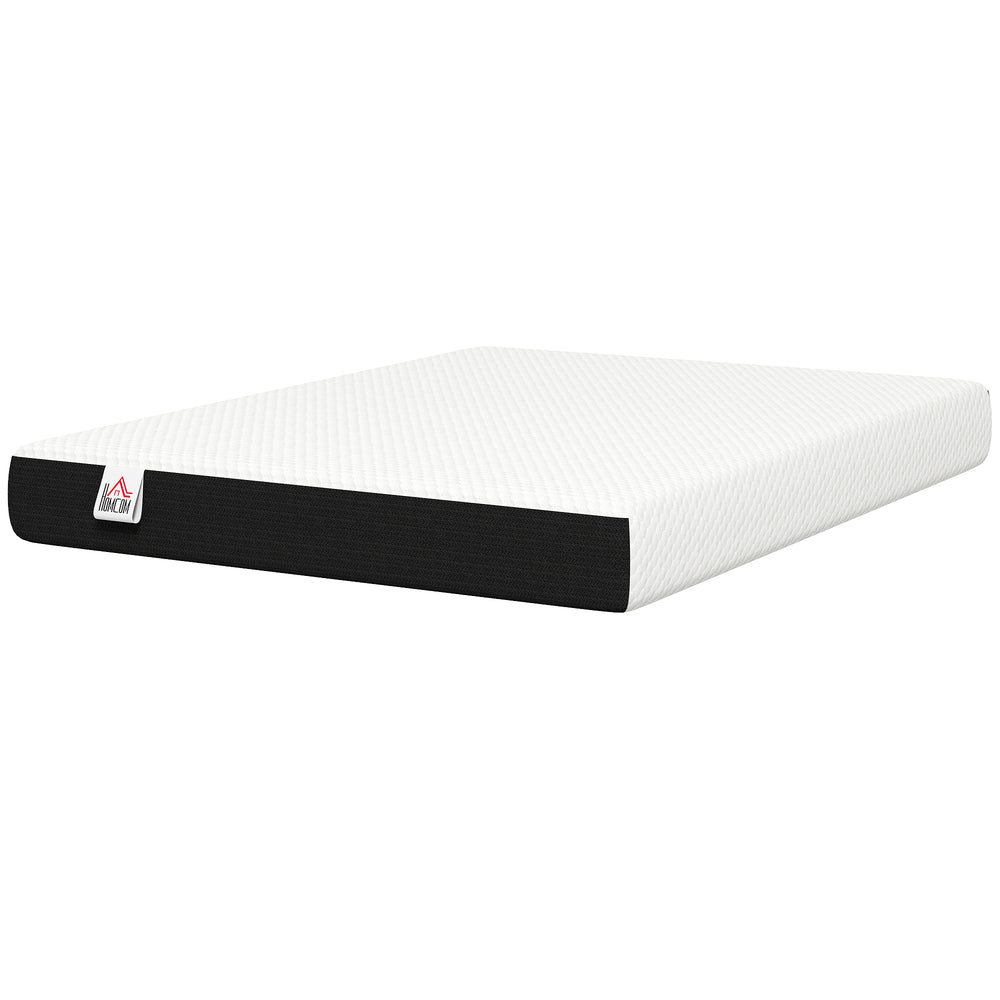 8-inch cooling memory foam queen mattress, lumbar support and medium-firm comfort – White and gray