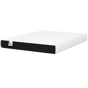 8-inch cooling memory foam queen mattress, lumbar support and medium-firm comfort – White and gray