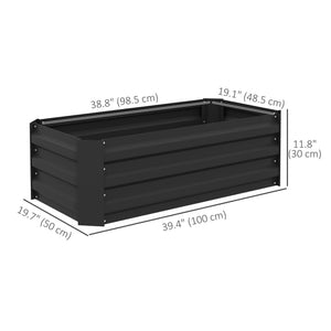 Set of 2 raised steel planters, black 