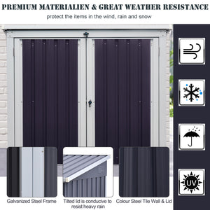 Garden bin shed with lockable doors and lid, black