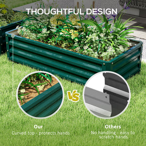 Set of 2 raised planters in galvanized steel, green 
