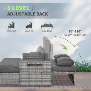 Garden set convertible into a bed, grey