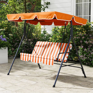 3-seater swing with adjustable canopy, orange and white