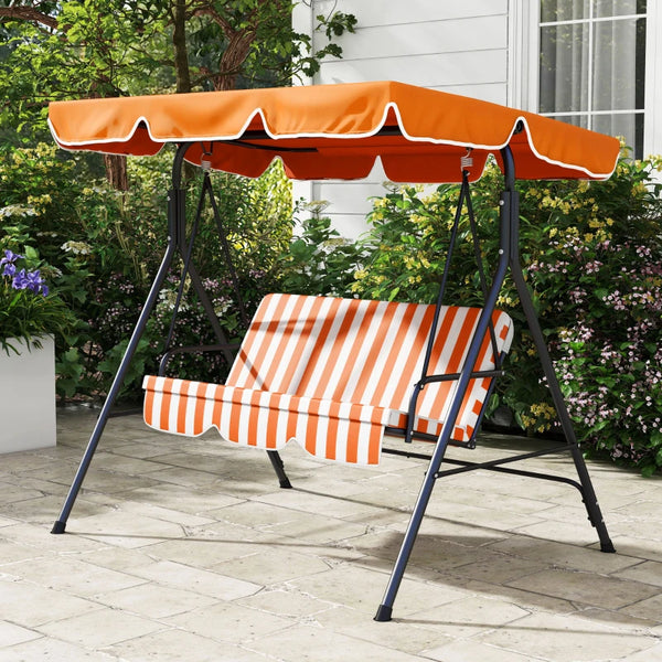 3-seater swing with adjustable canopy, orange and white