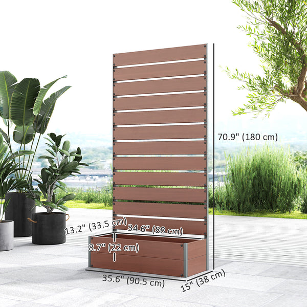 Raised planter with trellis for climbing plants, light brown
