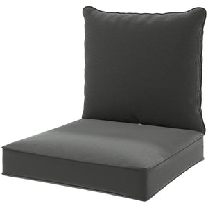 Thick and deep outdoor seat cushions with back cushion, charcoal gray