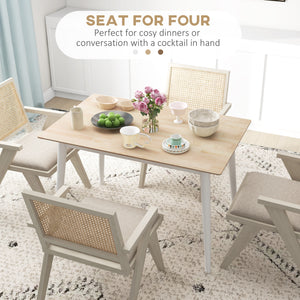 Country-style dining table with a pine frame and natural color.