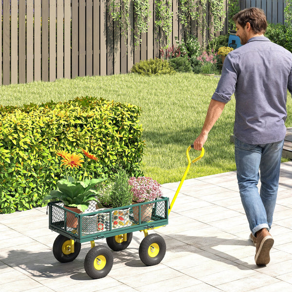 Garden cart with removable side panels, green