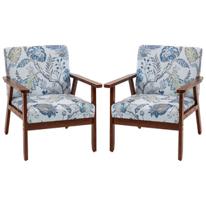 Set of 2 modern accent chairs with upholstered seats and a linen-look fabric.