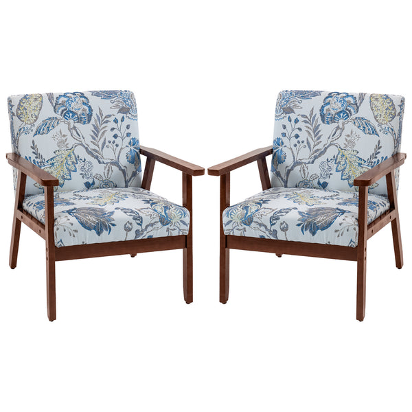 Set of 2 modern accent chairs with upholstered seats and a linen-look fabric.