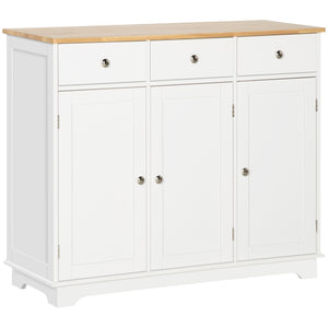 Modern buffet with cupboards, drawers and adjustable shelves, white