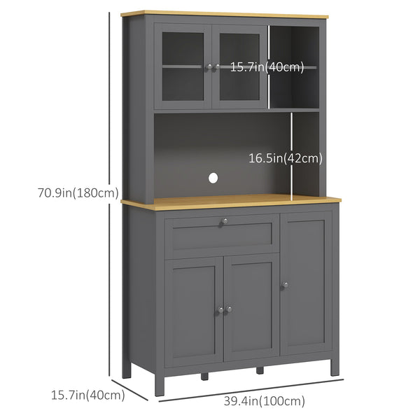 5-door kitchen cabinet with adjustable shelves, gray
