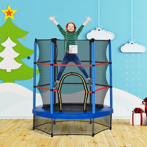 55" Kids Trampoline with Safety Enclosure, Blue