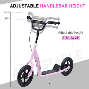 Kids Bike Style Scooter with 12 Inch Tire, Pink