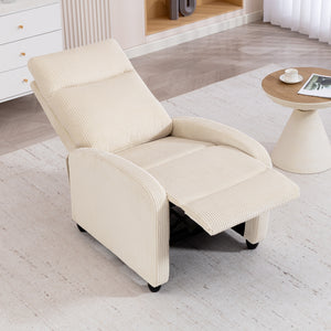 Fabric Recliner Chair Manual Home Theater Seating Single Reclining Sofa Chair with Padded Seat for Living Room, Beige