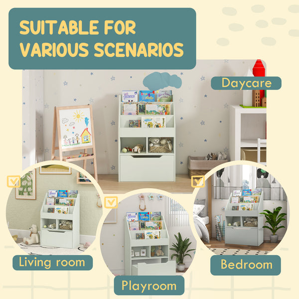 Bookcase with storage drawer for books, green 