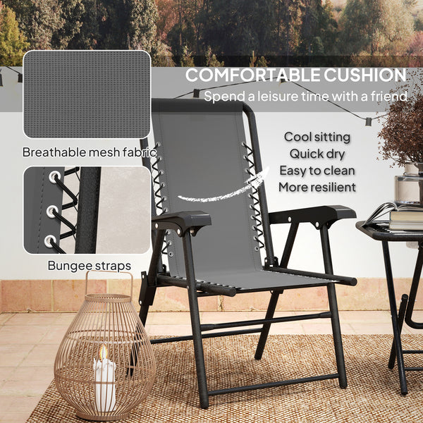 Outdoor folding metal table and chairs set with cup holders