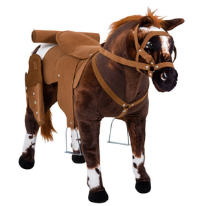Ride-on horse with neighing, soft padding, brown