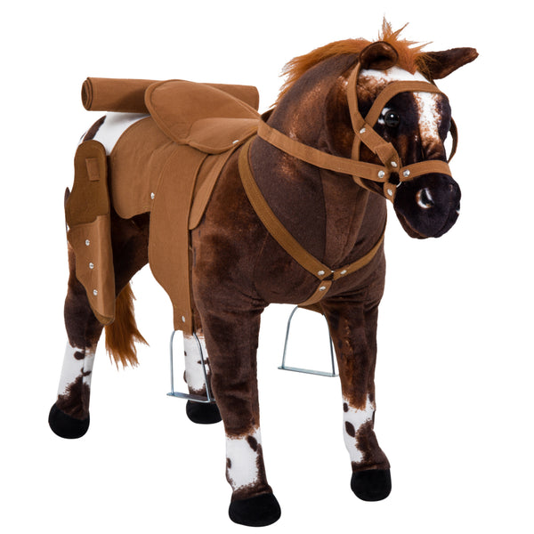 Ride-on horse with neighing, soft padding, brown