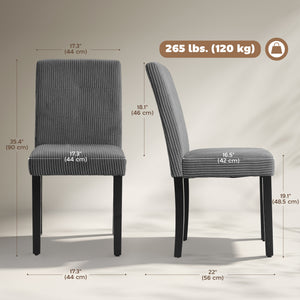 Set of 4 modern dining chairs with rubberwood legs and padded seats, dark grey