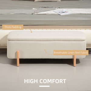 Ottoman bench with storage and cushioned seat – Cream white