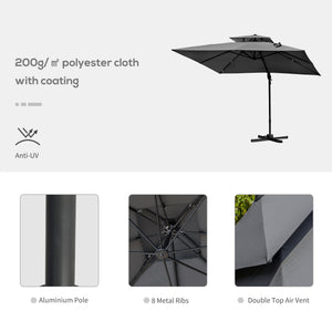 10-foot cantilever parasol with 5 adjustable tilt angles, protective cover, anthracite grey