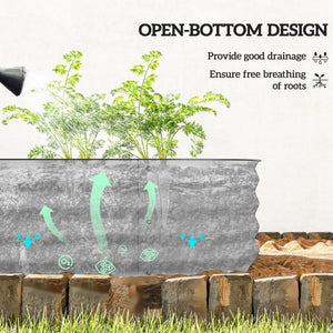 Galvanized raised planter with safety rim, silver