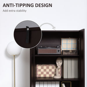 Storage unit with 2 soft-closing doors and 4 shelves, dark walnut