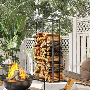 Black Heavy Duty Steel Adjustable Log Rack