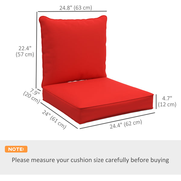 Thick and deep outdoor seat cushions with back cushion, red
