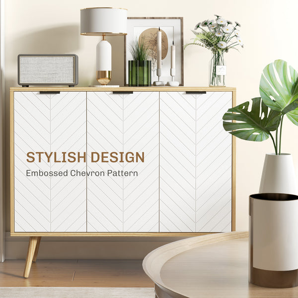 Modern sideboard with adjustable shelves and 4 doors, natural