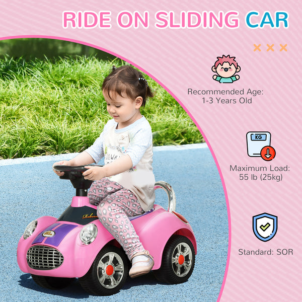 Toddler Push Car with Music, Horn and Light, Pink