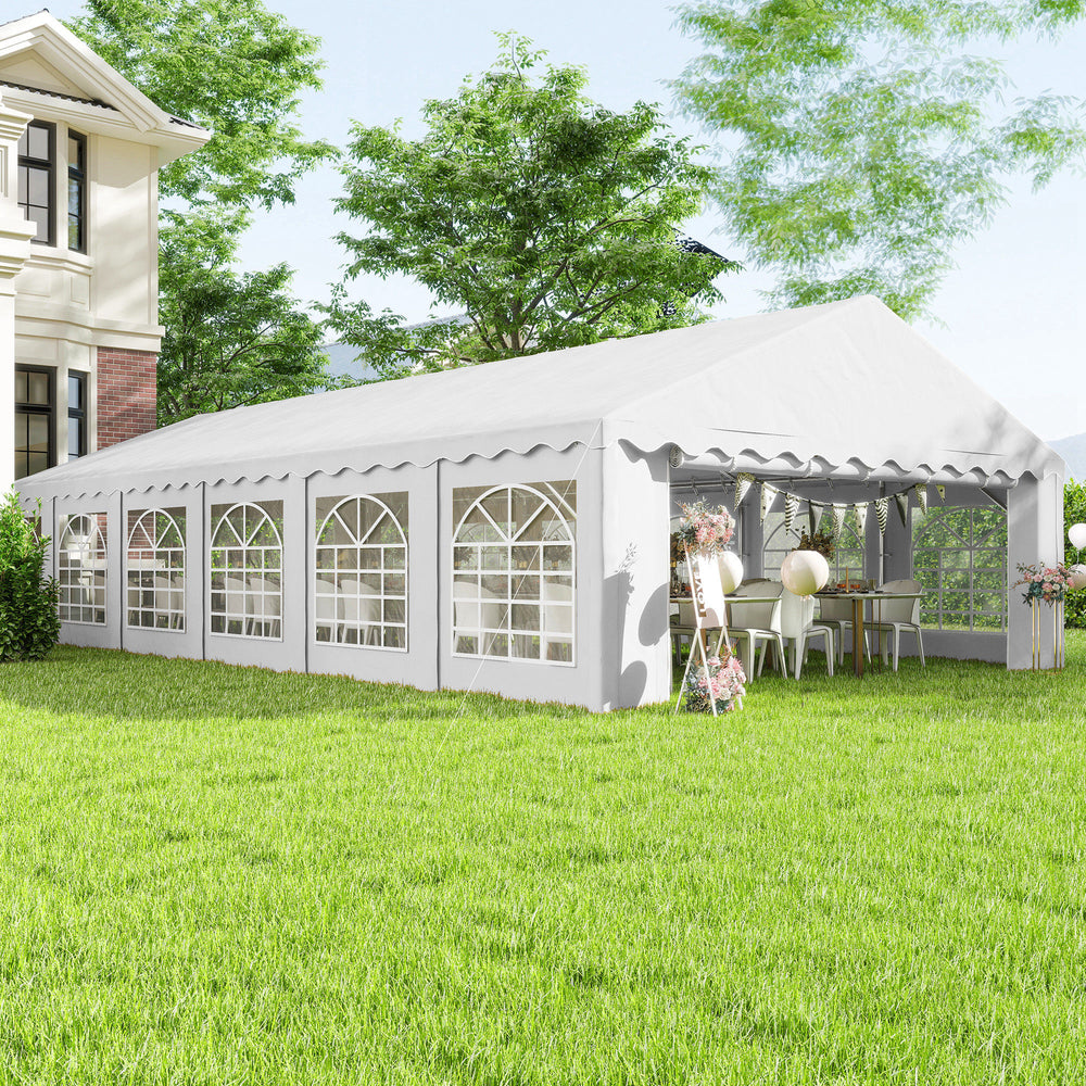 20' x 40' Party Tent, Outdoor Canopy Tent with Removable Sidewalls, 12 Windows for Parties, Wedding, Events, BBQ, White