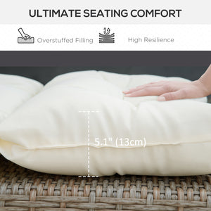 5" Thick Chaise Lounge Cushion with Backrest, Cotton Fill, Cream White