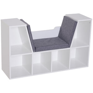 6-compartment bookcase with seat cushion, grey