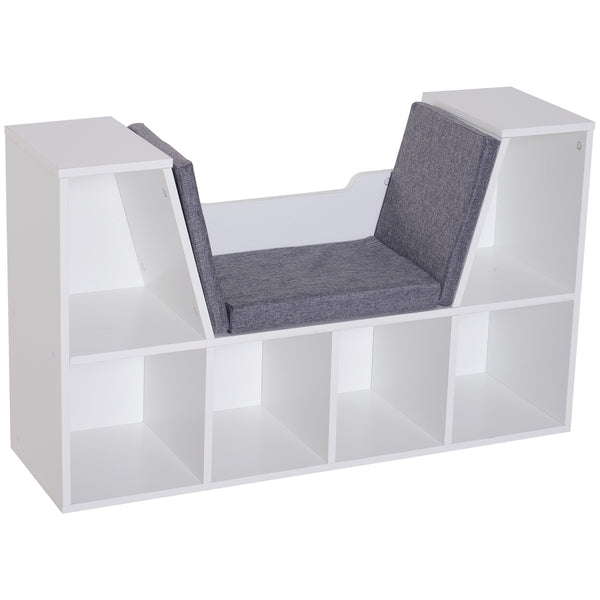 6-compartment bookcase with seat cushion, grey