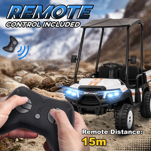 24V 2-seater electric car for children with remote control, white