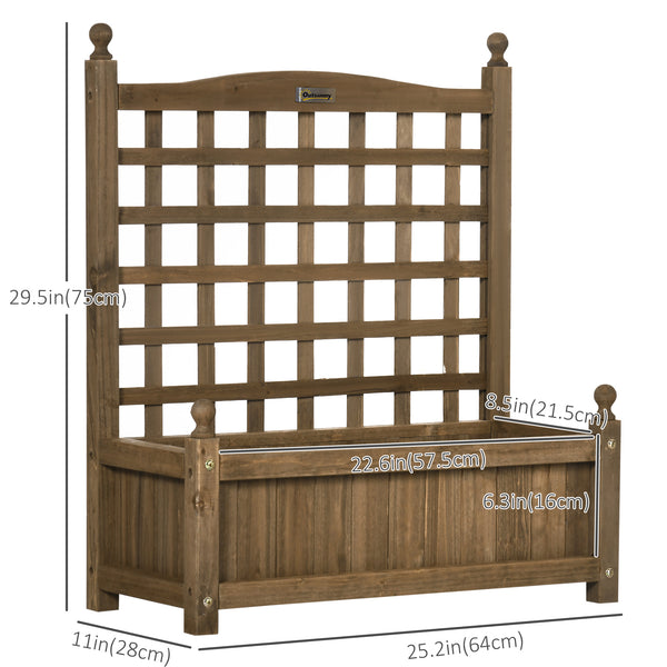 Planter with trellis for climbing plants, coffee color