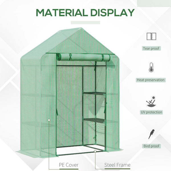 Portable garden greenhouse with 4 shelves
