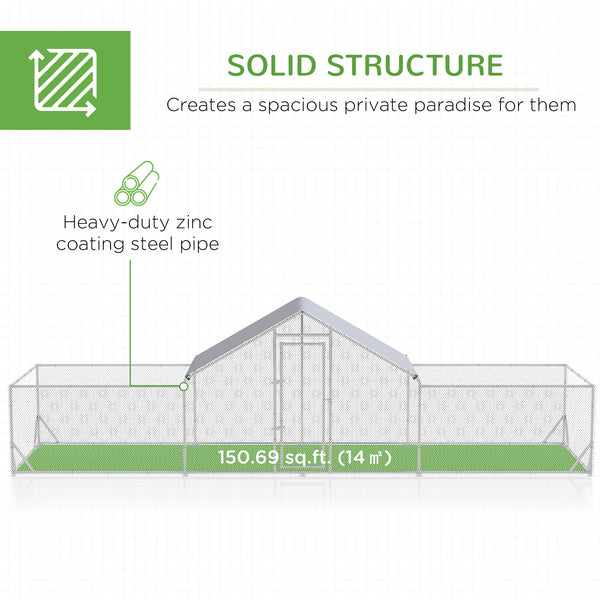 Metal chicken coop with waterproof and anti-UV cover