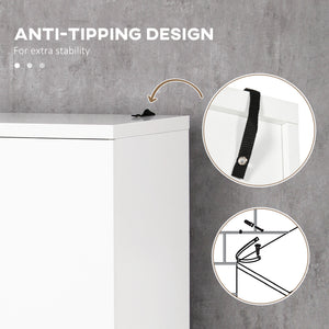 Freestanding bathroom cabinet with open shelves and cupboards, white