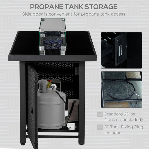 50,000 BTU Propane Fire Pit Table, Black