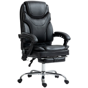 6-point vibration massage office chair with footrest, black