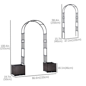 Garden arch with two planters, black