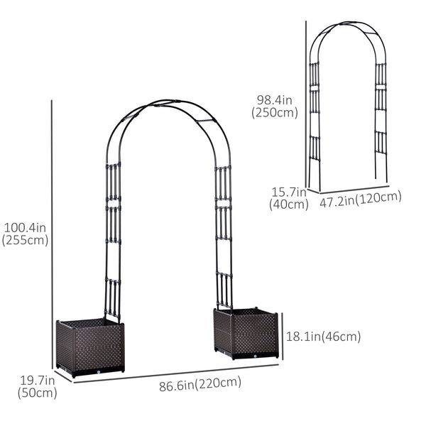 Garden arch with two planters, black