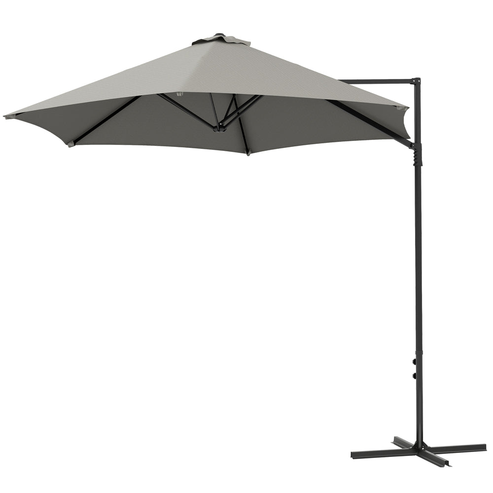 8.5-foot cantilever parasol with 360° rotation and cross base, light grey