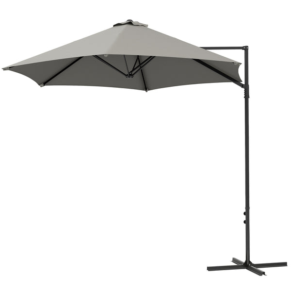 8.5-foot cantilever parasol with 360° rotation and cross base, light grey